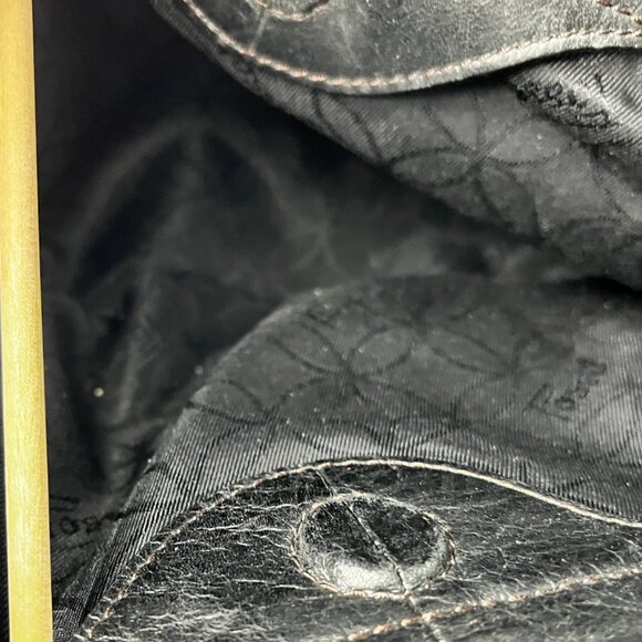 VINTAGE FOSSIL SOFT BLACK LEATHER SHOULDER/HANDBAG SATCHEL SILVER TONE HARDWARE - Picture 5 of 7